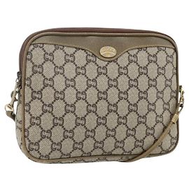 Borsa a tracolla GUCCI GG Plus Supreme PVC Beige Oro Auth 180113