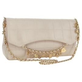 CHANEL Choco Bar Icon Chain Shoulder Bag Lamb Skin Gold Pink CC Auth 179351SV