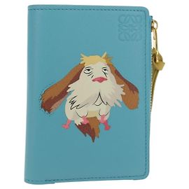 LOEWE �~ Ghibli Howl's Compact Zip Wallet Hin Leather Light Blue Auth 167304SM