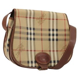 Borsa a tracolla Burberrys Nova Check PVC Beige Oro Auth BA12570
