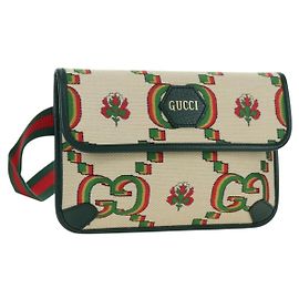 Bolso GUCCI Web Sherry Line Canvas 100th Anniversary Beige 493930 Auth mr2495V