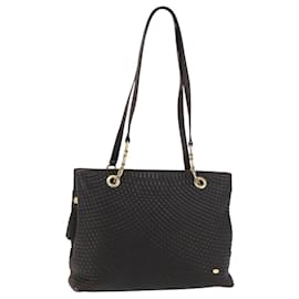 BALLY Chain Tote Bag Leder Braun Gold Auth 180178 - Bally
