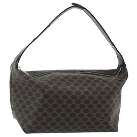 Céline Borsa CELINE Macadam Canvas PVC Pelle Nera Oro Auth mr2503A