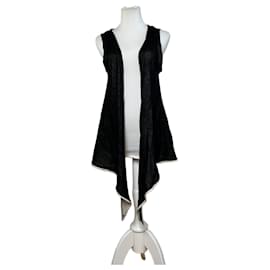 Vintage Issey Miyake Woll-Wickel-Top Schwarz Creme M