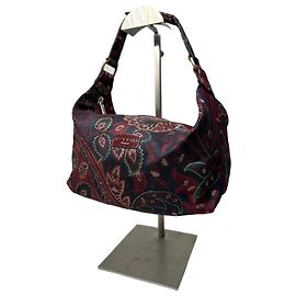 Borsa a tracolla vintage Etro in jacquard di cotone Paisley viola e verde