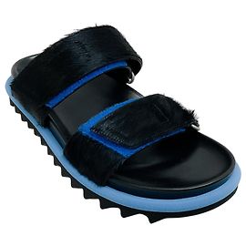 Sandali Dries van Noten con strap in velcro in pelle di vitello Nero / Blu
