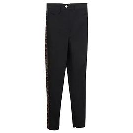 Pantalón Leggings Fendi negro con banda monogramma FF
