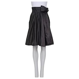 Falda de seda negra de talle alto Valentino con detalle de lazo US6 de segunda mano
