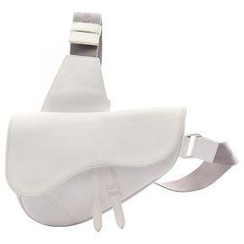 Borsa a tracolla e cintura Christian Dior Saddle Bag in pelle bianca