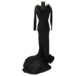 Autre Marque Giuseppe Di Morabito Black Long Sleeve Floral Maxi Gown