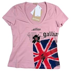 John Galliano bedrucktes Baumwoll-T-Shirt Rosa