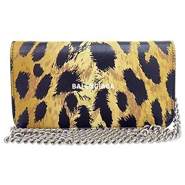 Borsa a tracolla con catena stampa leopardata Balenciaga