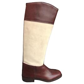 Autre Marque Calero Leder Reitstiefel Zweifarbig Größe 38