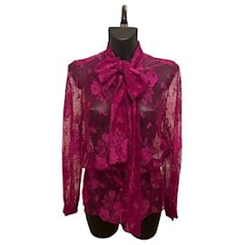 Balenciaga Fuchsia Lace Blouse with Lavallière (Prefall2019)