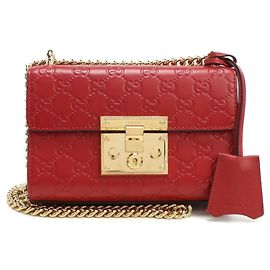 Borsa a tracolla in pelle rossa Gucci