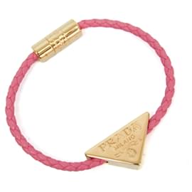 Bracciale Prada in pelle nappa con placca triangolare