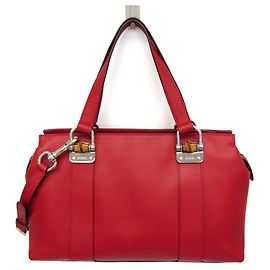 Borsa da donna in pelle Gucci Bamboo 355772