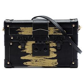 Petite Malle in pelle nera con luce dorata Louis Vuitton