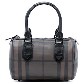 Borsa Boston Chester in tela rivestita Burberry Brown Smoke Check