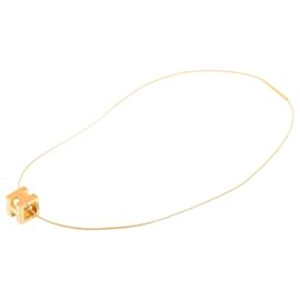 Hermès Collier pendentif cage d'or laquée plaqué or