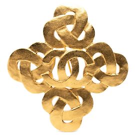 Spilla Chanel Gold CC placcata oro intrecciata