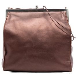 Prada Borsa a tracolla con struttura in nappa metallizzata marrone