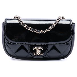Chanel Black Mini CC Quilted Patent Single Flap