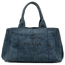 Borsa Prada Blue Denim Canapa Logo