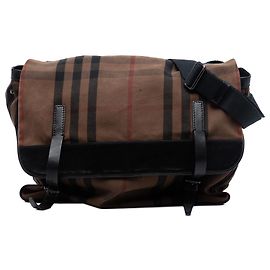 Borsa a tracolla Burberry Brown House Check in tela con patta