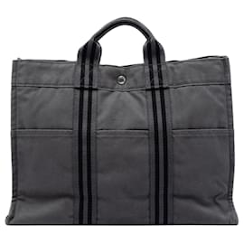 Hermès Fourre Tout MM aus grauer Canvas