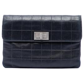Pochette Chanel Black Choco Bar Lambskin Reissue 2.55 Flap