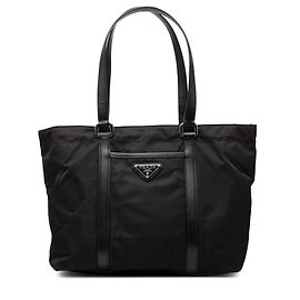 Tote en Tessuto avec bordure en Saffiano noir Prada
