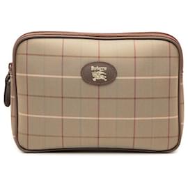 Clutch Burberry in tela Vintage Check marrone
