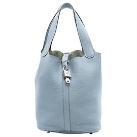 Hermès Picotin Lock 22 aus Clemence Leder blau
