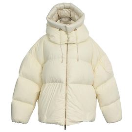 Giacca con cappuccio in piumino Moncler x Roc Nation by Jay-Z Antila in poliammide crema