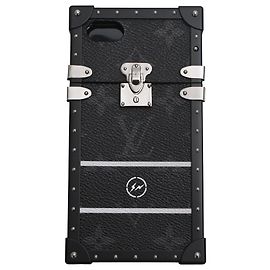 Custodia Louis Vuitton x Fragment Monogram Eye Trunk per iPhone 7+ in Tela Cerata Nera