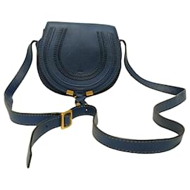 Chloé Marcie kleine Umhängetasche aus blauem Leder