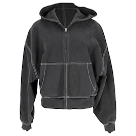 Acne Studios Kapuzenpullover mit Logo-Stickerei aus grauer Baumwolle