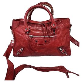 Balenciaga Motocross Classic City Schultertasche - Rotes Leder