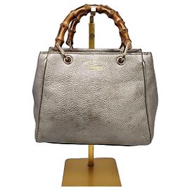 Borsa Gucci Small Bamboo Shopper Tote in Pelle Oro