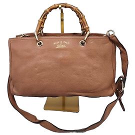 Sac Cabas Gucci Bamboo Shopper en Cuir - Marron