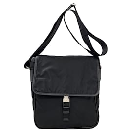 Borsa a tracolla in nylon nero Prada