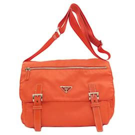 Borsa a tracolla Prada Logo in nylon arancione