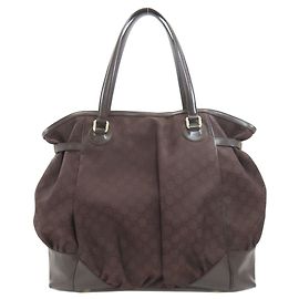 Gucci Dark Brown Nylon Tote Bag