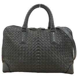 Borsa Boston in pelle di capra nera Bottega Veneta