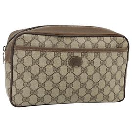 Clutch GUCCI GG Supreme in PVC Beige Marrone Oro 89 01 044 Auth am11575