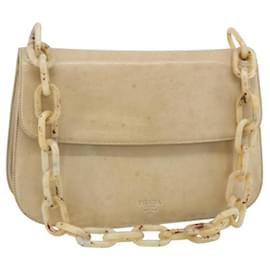 Borsa a Spalla con Catena PRADA in Pelle Beige Argento Auth 180139 - Prada
