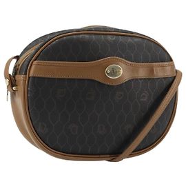 Borsa a Spalla Christian Dior Honeycomb Canvas PVC Nero Oro Auth BA12519