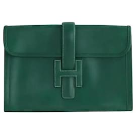 Grüne Jige Clutch aus Leder - Hermès