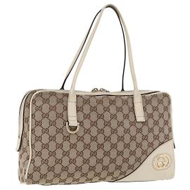 Borsa Tote GUCCI GG Canvas Beige Oro 169971 Auth BA12582